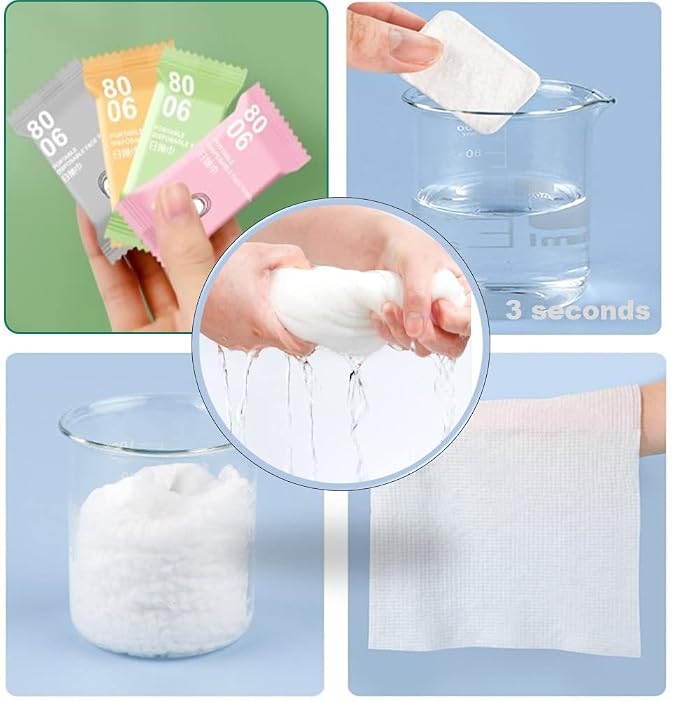 Premium Compressed Towels, Pure Cotton Portable Washcloth - Image 4