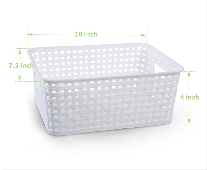 White Plastic Woven Storage Baskets - Image 2