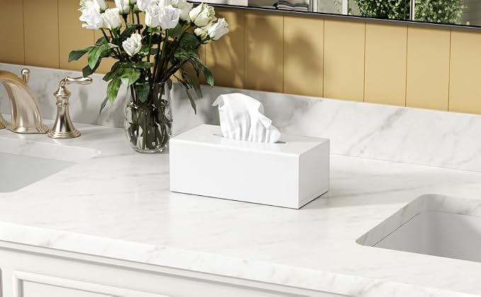 FEMELI Acrylic Tissue Box Cover, Rectangular Facial Tissue Holder Case Dispenser - Image 4
