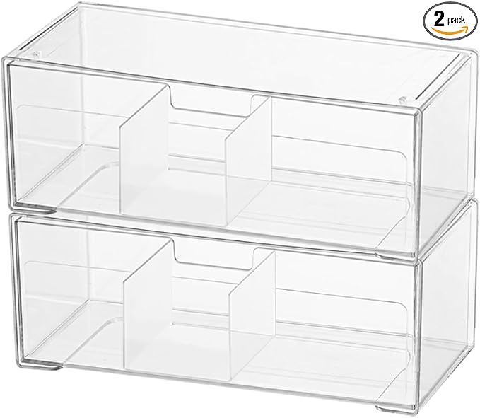 MORNITE Medicine Cabinet Drawer Organizer Set, 2-Tier Stackable Storage Drawers by MORNITE