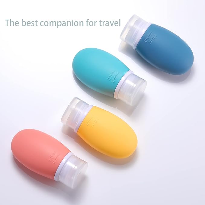 Leak Proof Silicone Travel Bottles, 4 Pack 2oz Liquid Squeezable Refillable - Image 2