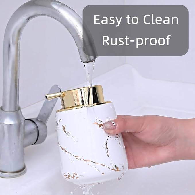 Marble Foam Soap Dispenser for Bathroom, Chic Ceramic Bottle - Image 4