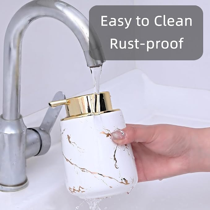 Marble Foam Soap Dispenser for Bathroom, Chic Ceramic Bottle - Image 5
