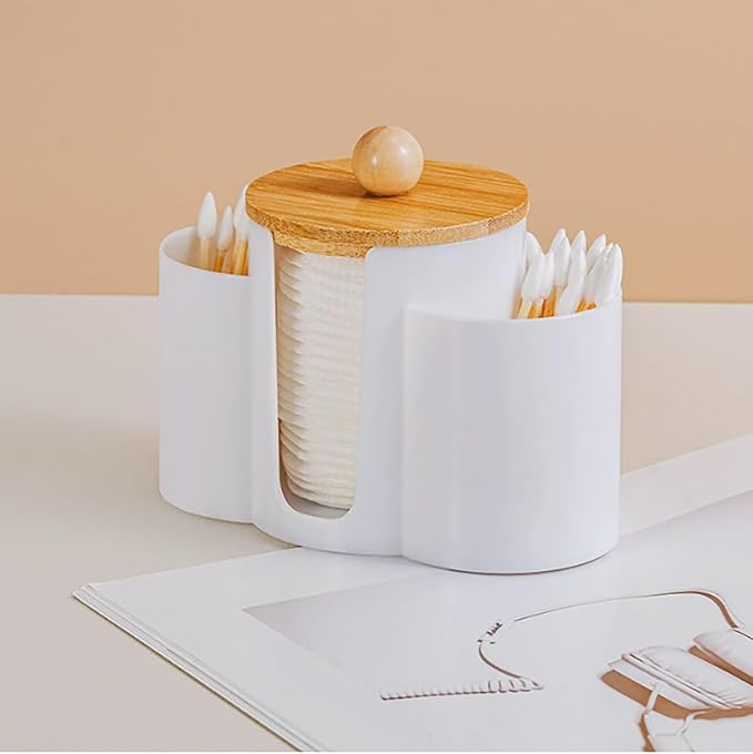 3-in-1 Q-Tip Holder for Bathroom – Premium Vanity Organizer Canister by Unknown