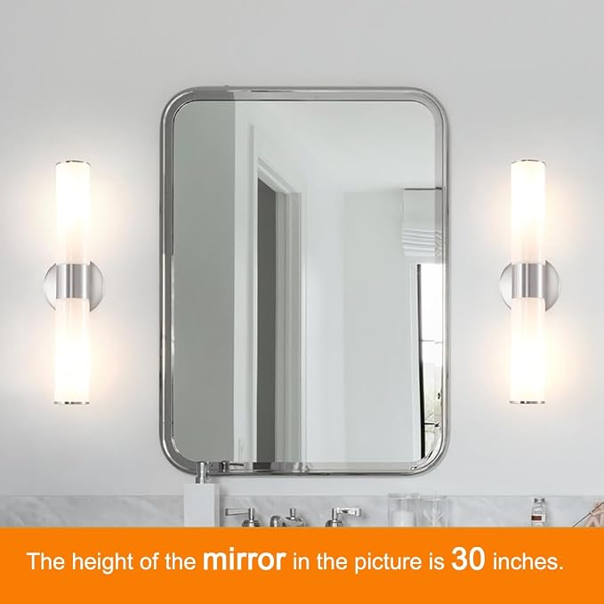 Brushed Nickel Wall Sconces Set of 2, Modern Bathroom Sconces - Image 2