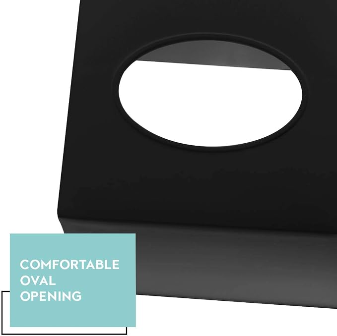 2 Pack Black Tissue Box Cover – Square Tissue Box Holder - Image 3
