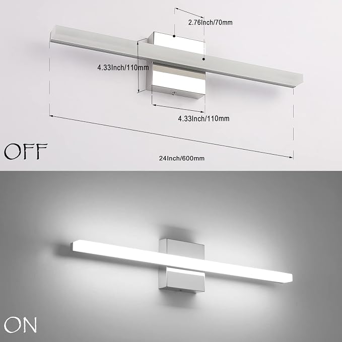 Combuh 2 Pack LED Vanity Lights Bar 24 Inch Bathroom Light Fixtures 14W IP44 - Image 6