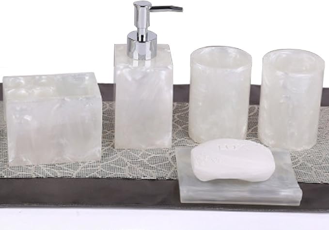 Resin Soap Dish, Soap Dispenser, Toothbrush Holder & Tumbler Bathroom Accessory - Image 2