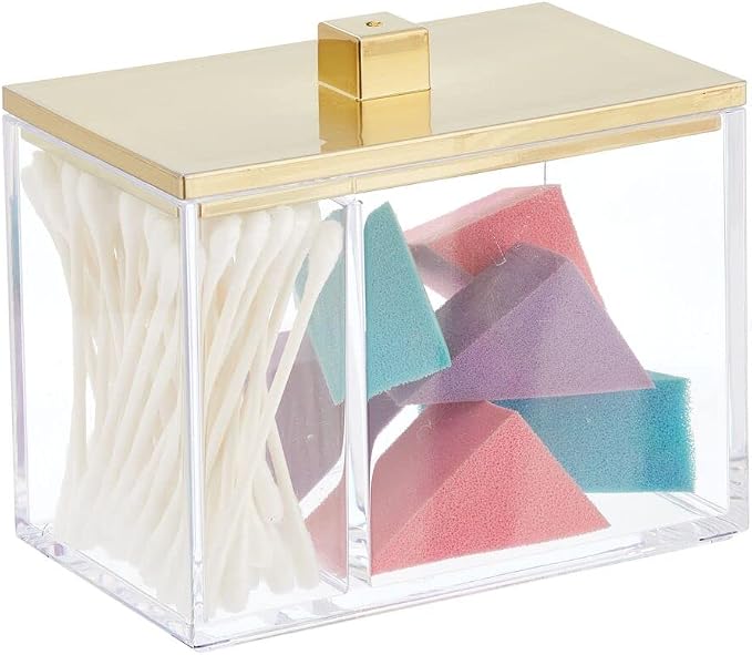 mDesign Modern Square Bathroom Vanity Countertop Storage Organizer Canister Jar - Image 4