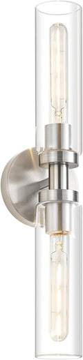 2-Light Brushed Nickel Bathroom Light Fixtures Over Mirror Modern Vanity Light by lanhall