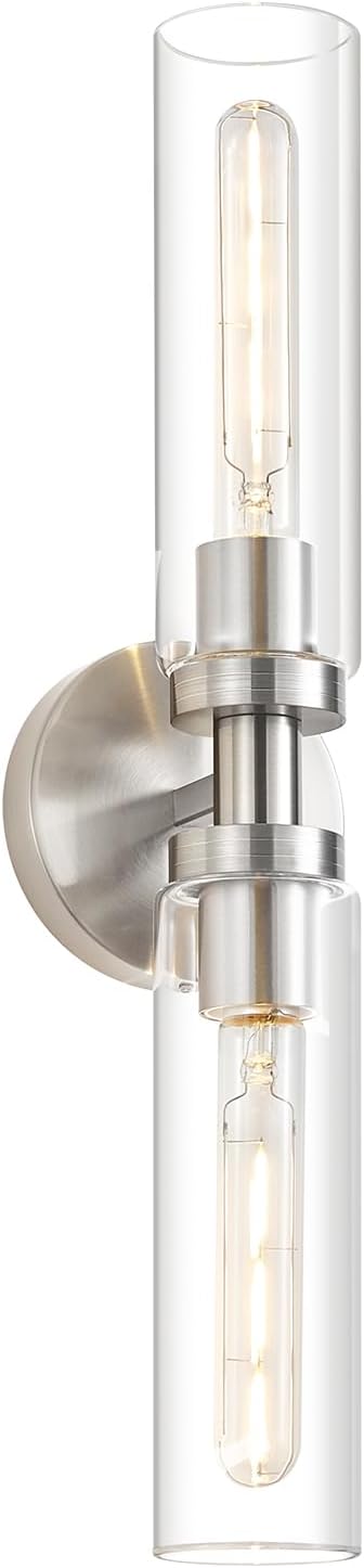 2-Light Brushed Nickel Bathroom Light Fixtures Over Mirror Modern Vanity Light by lanhall