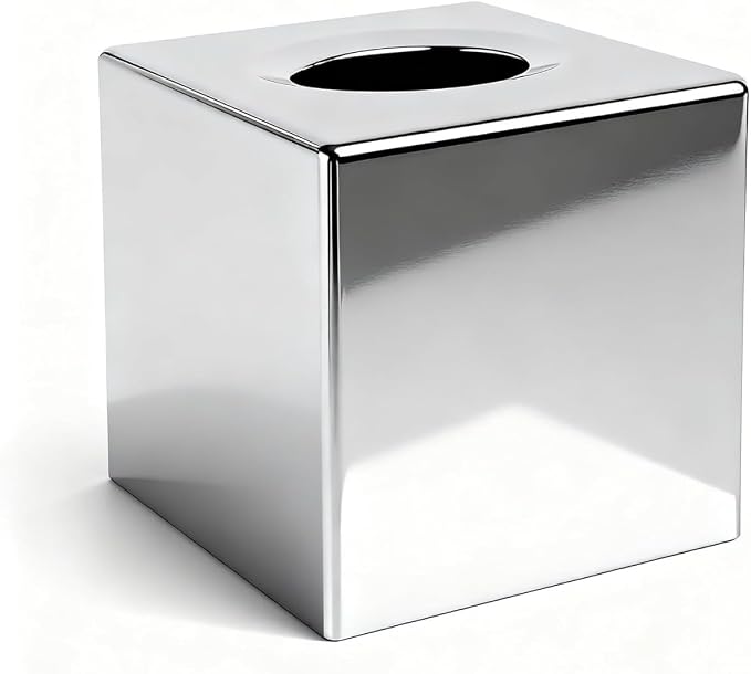 ABS Plastic Square Tissue Box Cover Facial Tissue Holder Silver Square Holder by Homoyoyo