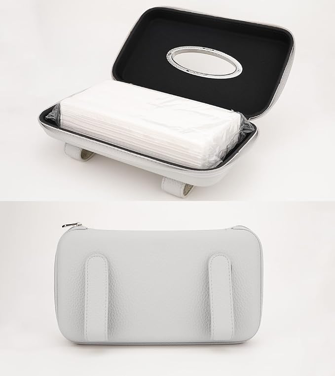 Sun Visor Tissue Holder, Zipper Napkin Holder, PU Leather Backseat Tissue Case - Image 7