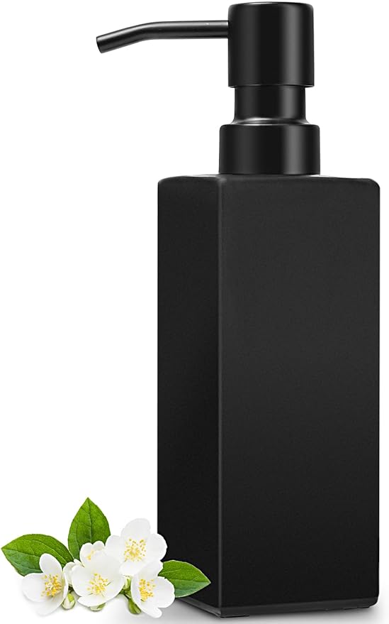 GMISUN Black Soap Dispenser Bathroom, Glass Hand Soap Dispenser by GMISUN