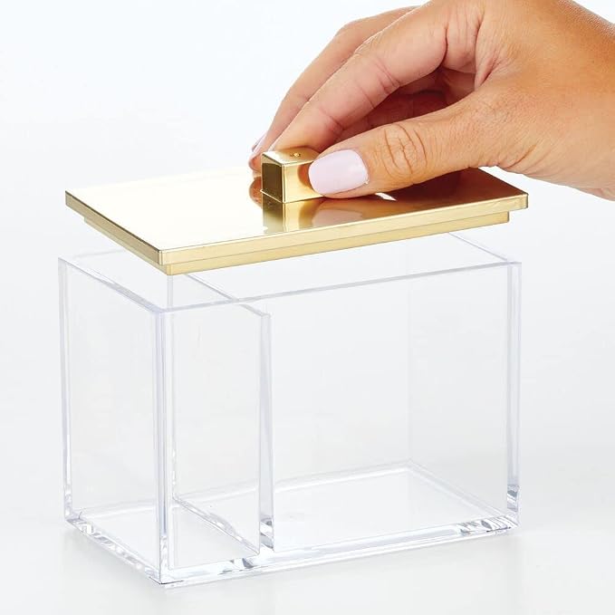 mDesign Modern Square Bathroom Vanity Countertop Storage Organizer Canister Jar - Image 3