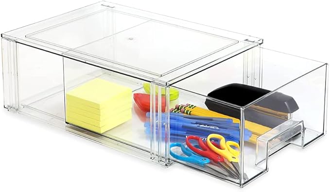 Isaac Jacobs Large Stackable Organizer Drawer, Pull-Out Bin, Closet & Shoe - Image 4
