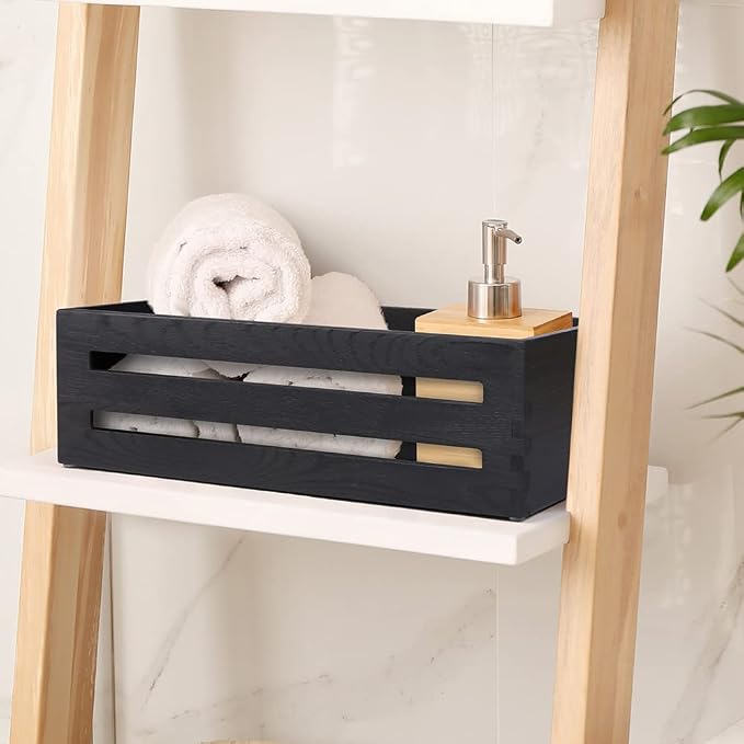 LotFancy Bathroom Decor Box, 2 Pack Wooden Toilet Paper Holder, Back of Toilet - Image 8