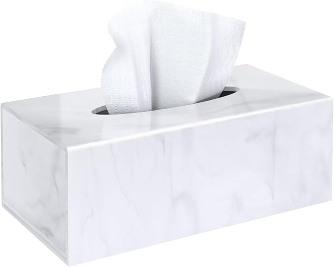 SILUT Tissue Box Cover Rectangle, Marble Texture Tissue Box Holder, Decorative by SILUT