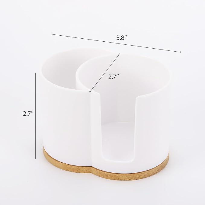 Tbestmax Qtip Dispenser 2-Grid Cotton Ball, Round Pads Holder - Image 2