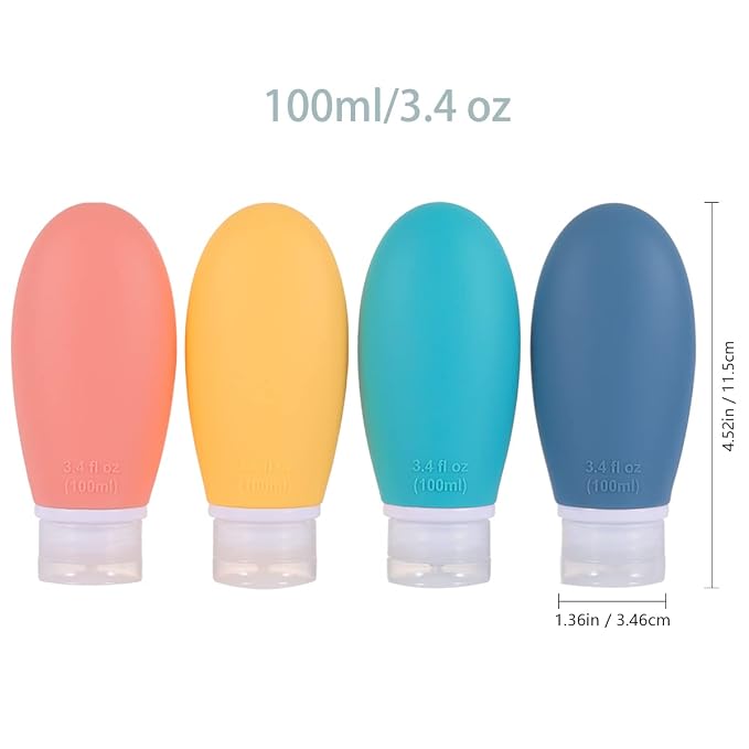 Silicone Travel Bottles, 4 Pack 3.4oz Leak Proof Liquid Squeezable Refillable - Image 8