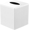 Monarch Abode Tissue Box Cover Square – Handcrafted Ridge Embossed White Metal by MonarchAbode