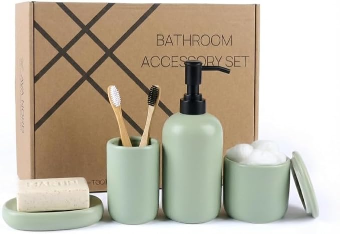 Ceramic Bathroom Accessories Set 4 Pcs – Modern Scandinavian Neutral Bathroom - Image 7