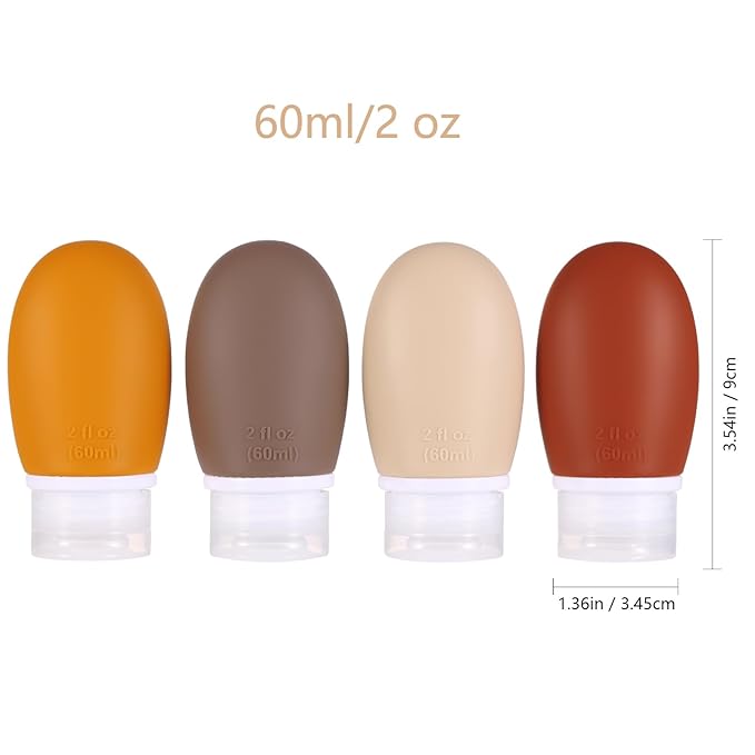 Leak Proof Silicone Travel Bottles, 4 Pack 2oz Liquid Squeezable Refillable - Image 7