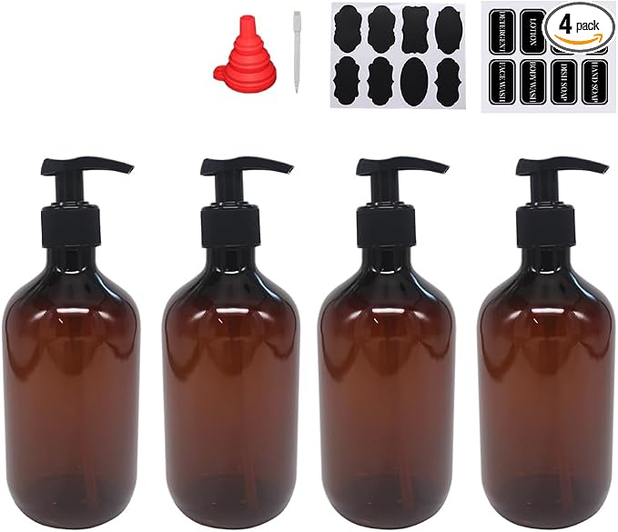 4 Pack 16 OZ Empty Plastic Pump Lotion Bottles by zmybcpack