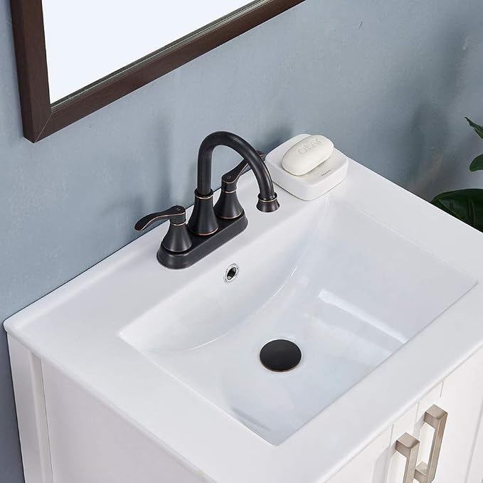 Lead-Free Antique 2 Handle Oil Rubbed Bronze Bathroom Sink Faucet, 360° Swivel - Image 9