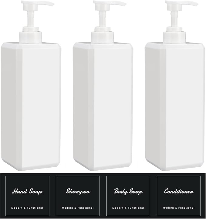Suream 33.8 oz Refillable Pump Dispenser Bottle, Body Soap, Hand Soap, by Suream