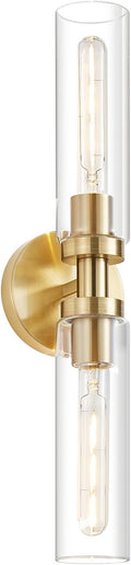 2-Light Brushed Brass Gold Bathroom Light Fixtures Over Mirror Modern Vanity by lanhall