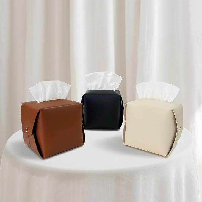 Tissue Box Cover Square, Leather Tissue Holder Organizer - Image 7