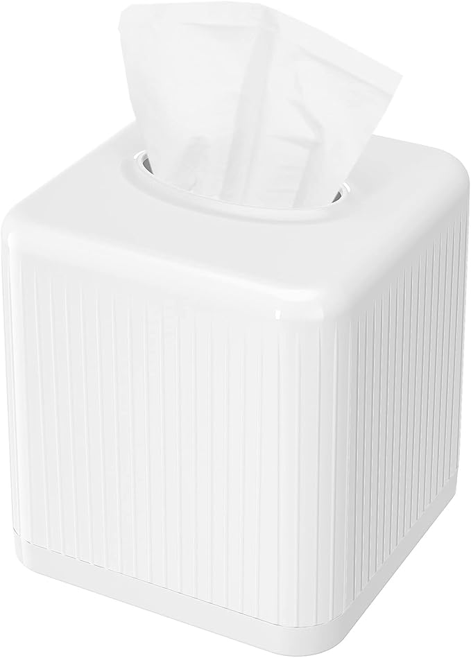 Livelab Tissue Box Cover with Base, Square Plastic Tissue Box Holder Decorative by LIVELAB