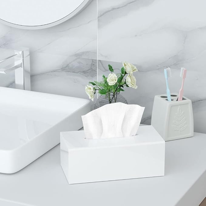 HIIMIEI Tissue Box Cover, Acrylic Tissue Holder Napkin Dispenser - Image 6