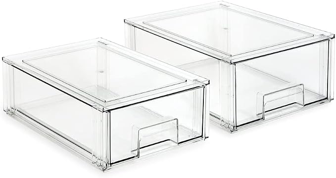 Isaac Jacobs Stackable Organizer Drawer Set, Pull-Out Bins, Food/Fridge/Freezer by IsaacJacobs