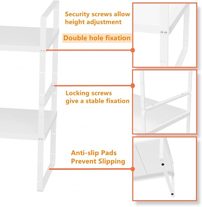 Slideep Expandable Counter Organizer Shelf, Stackable Cabinet Shelves Organizer - Image 3