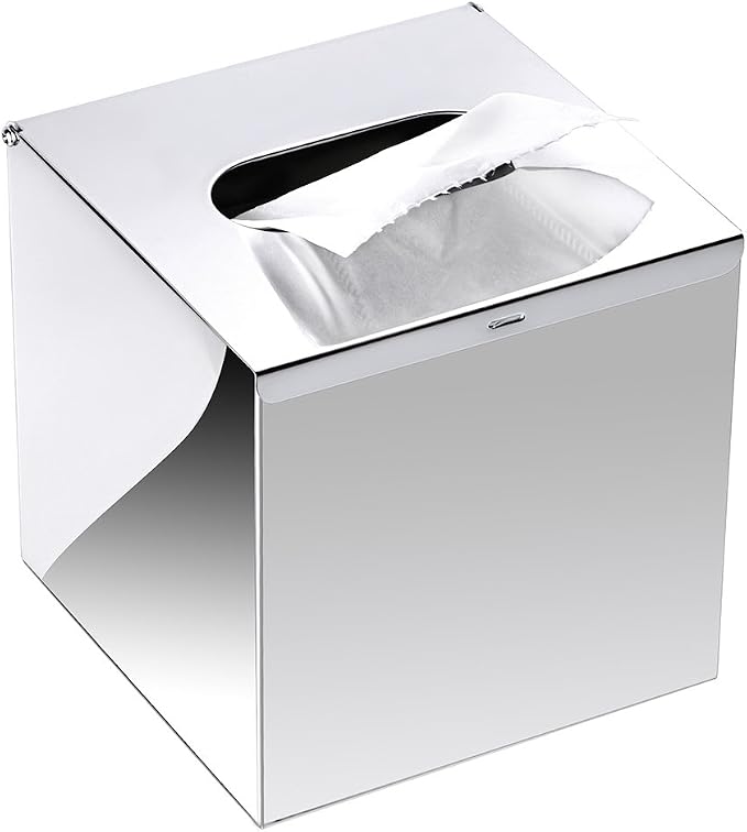 Sumnacon Square Stainless Steel Tissue Box Cover by Sumnacon