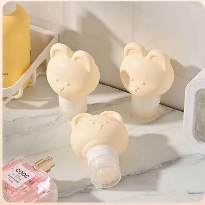 Cute Bear Travel Bottles Set for Toiletries 3 Pack 2.8oz 80ML Leak Proof - Image 2