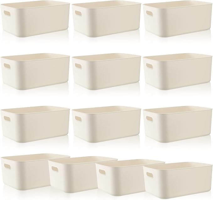 Zopeal Plastic Storage Bins 10 Pcs White Pantry Organizer Bins Small Baskets by Zopeal