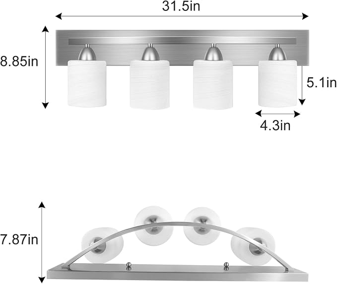 Bathroom Vanity Light Fixture, 4-Light Modern Bathroom Lights - Image 3