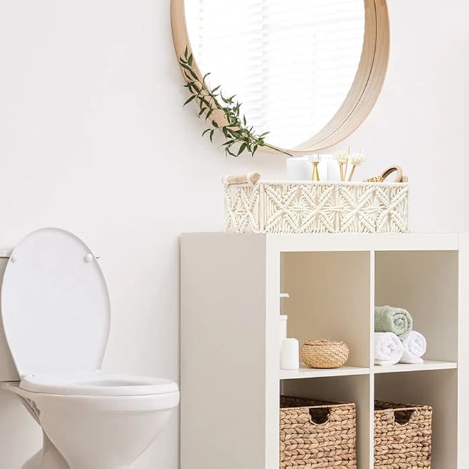 HOSROOME Macrame Storage Basket Boho Decor Baskets - Image 5