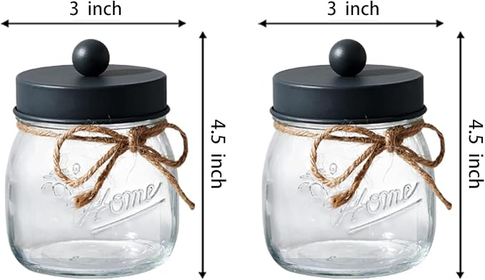 SheeChung 2 Pack Qtip Holder, Bathroom Jars, Cotton Swab Holders, Cute Mason - Image 7