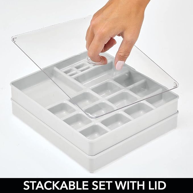 mDesign Stackable Plastic Storage Jewelry Box - Image 6