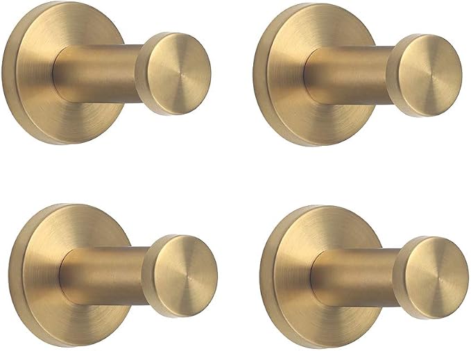 Golden Brushed Stainless Steel Single Super Heavy Duty Wall Mount Hook by NELXULAS