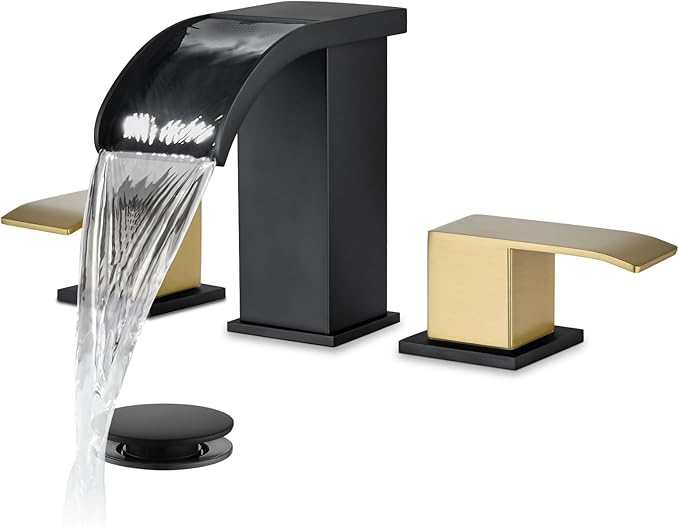 gotonovo Waterfall 8 inch Widespread Bathroom Faucet Set Bathroom Sink Faucet 3 by HOME