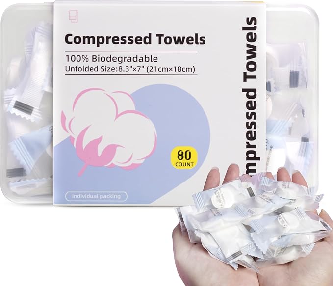 80 Pcs Mini Compressed Towel Tablets, Disposable Compressed Face Towels by CREATEHEALTHCREATEBEAUTY