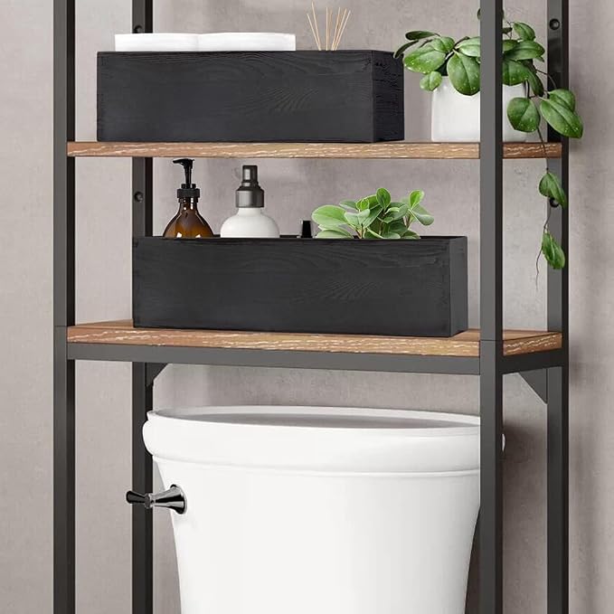 LotFancy Bathroom Decor Box, 2 Pack Wooden Toilet Paper Holder, Farmhouse - Image 5