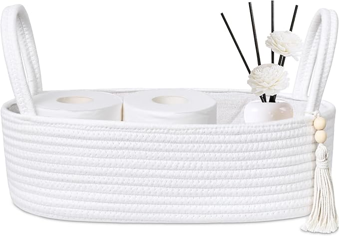 ABenkle Rope Boho Storage Basket, Small Woven Bathroom Organizer, Decorative by ABenkle
