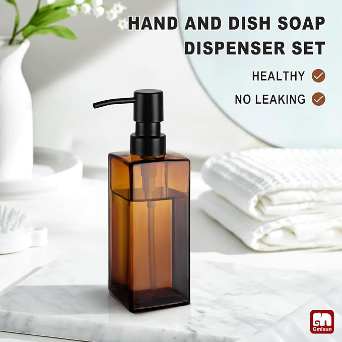 GMISUN Amber Glass Soap Dispenser, Hand Soap Dispenser - Image 5