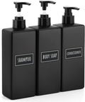 Segbeauty Matte Black Soap Dispenser, 3 Pack 16.9oz Refillable Shampoo and by Segbeauty